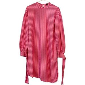 Who What Wear pink/white striped long sleeve belted dress -XL